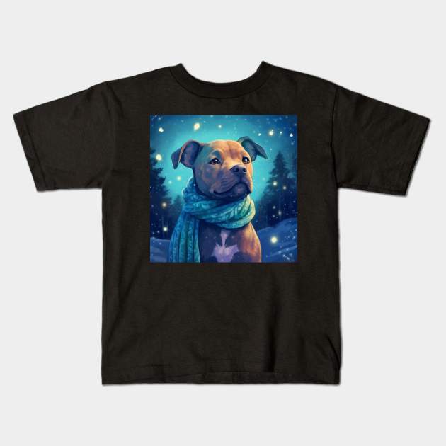 Staffy Puppy Kids T-Shirt by Enchanted Reverie